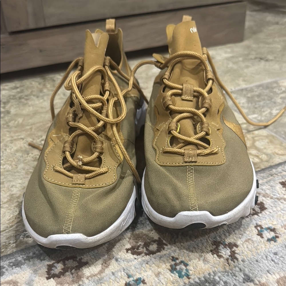 Nike React Sneakers: Tan Sneakers with Earthy Tones and Chunky Sole